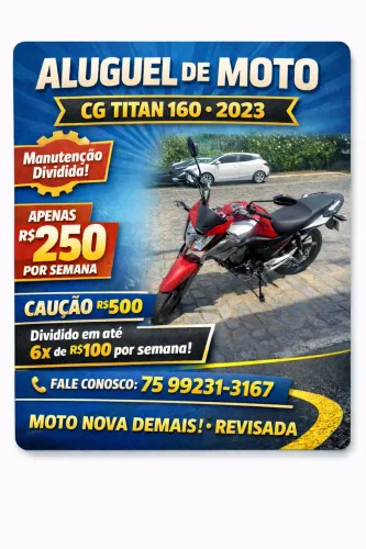 CG Titan 160, 2023, Yamaha Factor 2023, 150cc disponíveis para aluguel.
