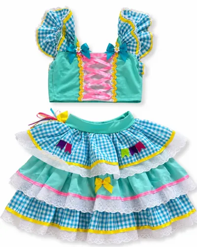 Roupa Infantil Festa Junina Menina - Conjunto Completo