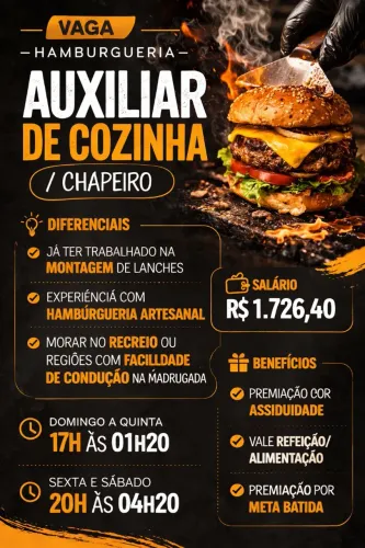 Vaga - Aux. de Cozinha/Chapeiro