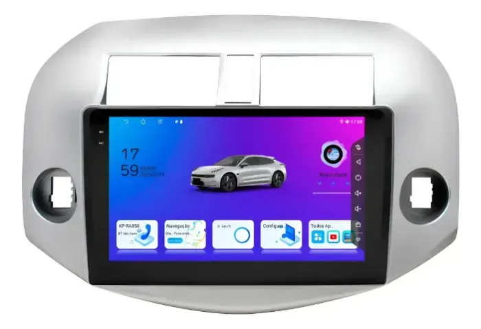 Central Multimídia Octacore 9 Pol. 4Gb/64Gb 4G Carplay/A. Auto Rav4 2006 a 2012