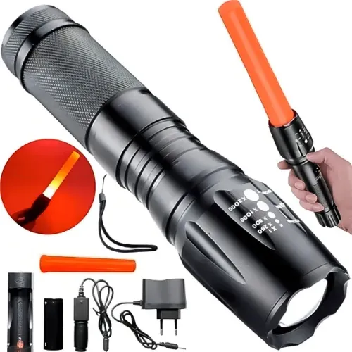 Lanterna Tática Militar Recarregável C/ Zoom Forte Lanterna Preto Luz Branco