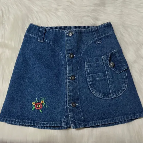 Saia Jeans Infantil Bordada Tamanho 5 