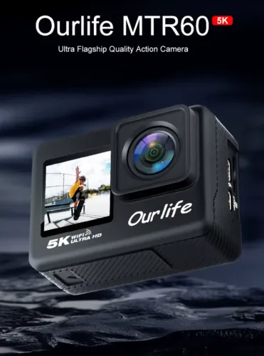 Camera de ação Ourlife MTR60 PRO 5K 30Fps + sd 64gb e kit acessórios essenciais