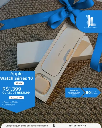 APPLE WATCH SÉRIES 10, 42MM, GOLD ROSÉ, 42MM, SEMINOVO, EXCLUSIVO!