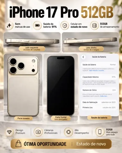 iPhone 17 PRO 512gb sem marcas de uso