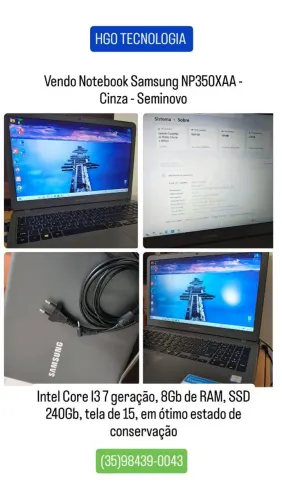 Vendo Notebook Samsung NP350XAA - Cinza - zerado