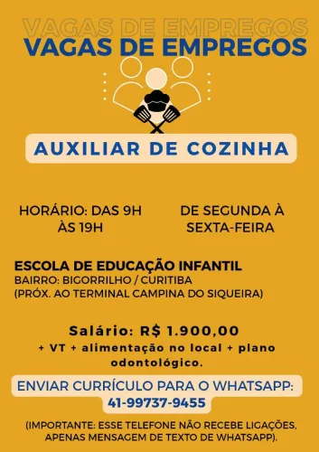 Vaga de auxiliar de cozinha