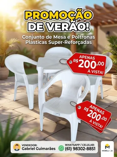 Conjunto de Mesa e Cadeiras de Plástico 182Kg Oferta