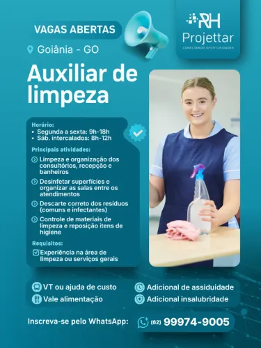 Vaga de Emprego para Auxiliar de Limpeza em Goiânia - GO