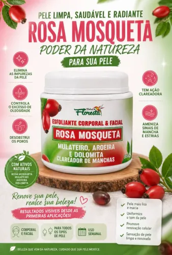Esfoliante 800g rosa mosqueta beleza da floresta 