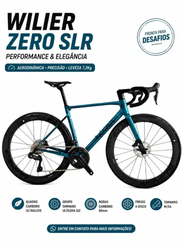 Wilier 0 SLR Di2 Eletrônico, Rodas carbono 50mm, Tam M/54 NF.