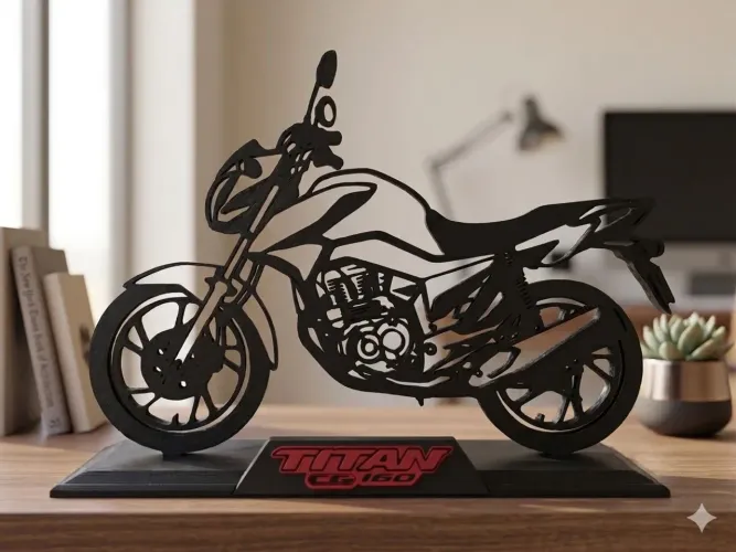 Escultura Decorativa Moto Honda Titan CG 160 23/24 - Impressão 3D Premium - 19cm