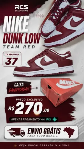 Tênis Nike Dunk Low Team Red  [ N°: 37 - IMPORTADO]