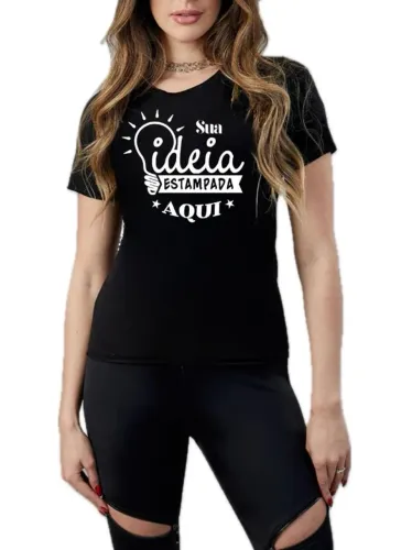 Camiseta Personalizada Estampa Foto Logo Camisa Empresa Baby Look