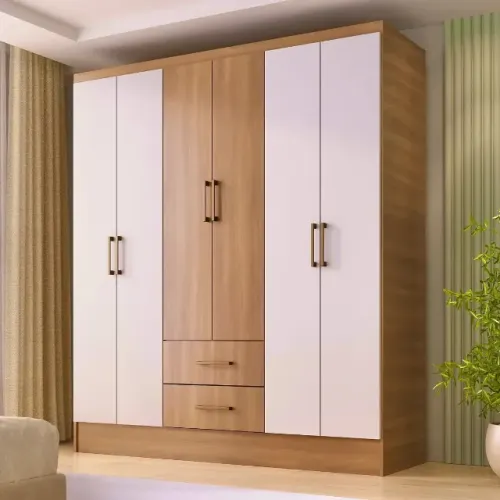 Guarda-Roupa Casal 6 Portas 2 Gavetas Califórnia Freijó/Branco novo e a pronta entrega