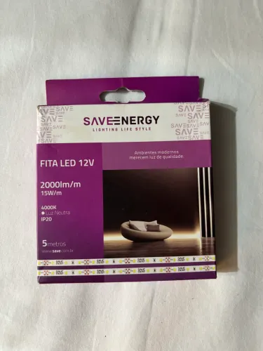 Fita LED Save Energy 12V - 5 Metros | Luz Neutra 4000K
