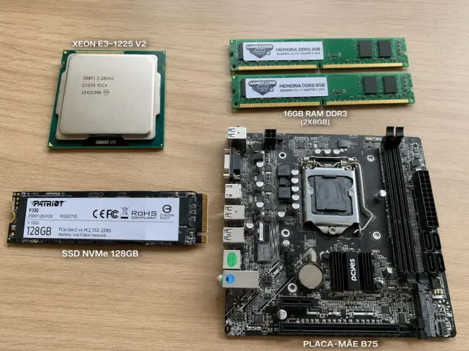 KIT GAMER XEON + 16GB RAM + SSD NVMe + PLACA-MÃE B75