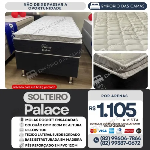 Cama solteiro molas pocket Bonsono base e colchão pronta entrega consulte
