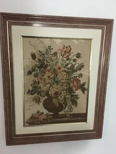 Lindo quadro em tecido bordado 66cmx53cm