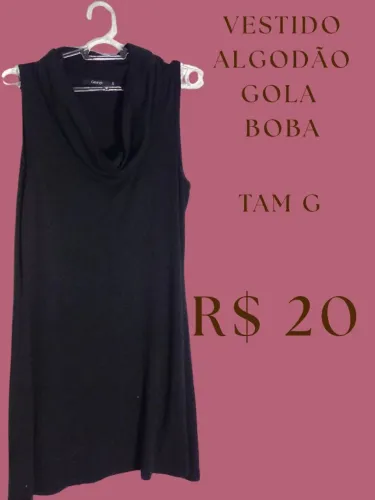 Vestido preto de algodão tam G