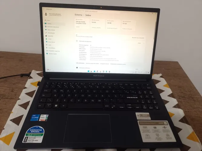 NOTEBOOK ASUS VIVOBOOK 15' - Intel i5 - 16GB RAM - 500GB memória