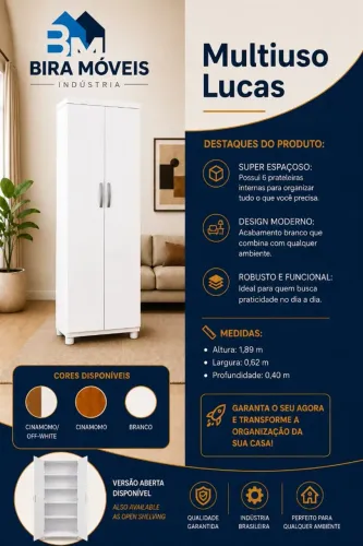 Armário Multiuso Alto Sapateira Organizadora 2 Portas - mdf