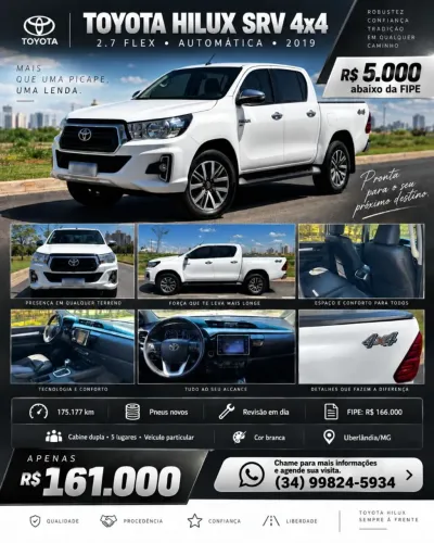 Toyota Hilux CD SRV 4X4 2.7 Flex 16V Aut. 2019
