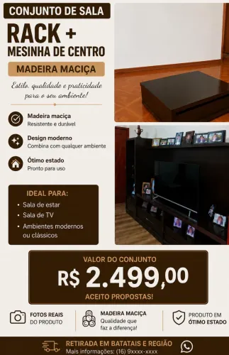 Home para sala com mesa de centro