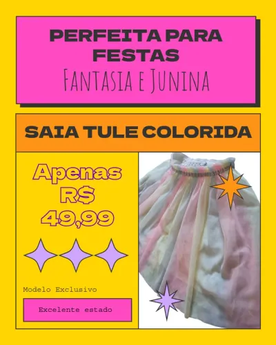 Saia Tule Unicórnio Usada
