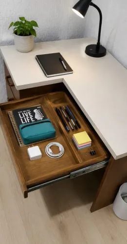 Escrivaninha/ Mesa de Escritório em madeira e tampo MDF 30mm, com gavetas