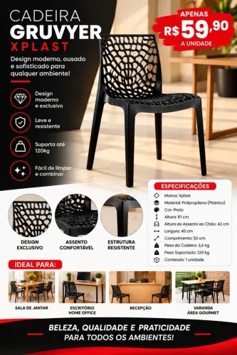 Cadeira Gruvyer Xplast Preta 