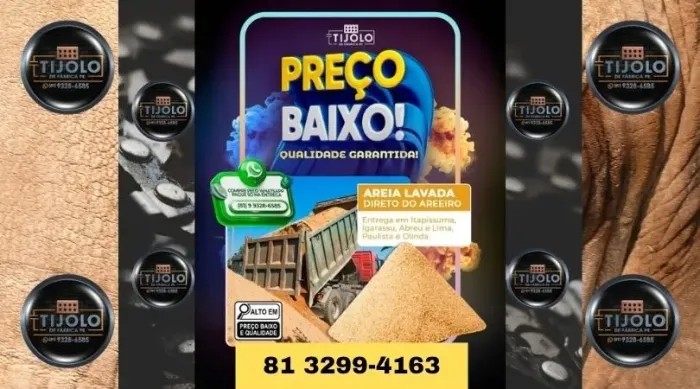 areia lavada com entrega rápida na sua região 