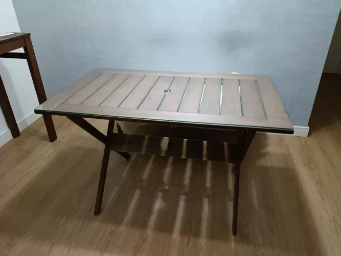 Mesa Dobrável Madeira 74x70x120cm marrom Mestra