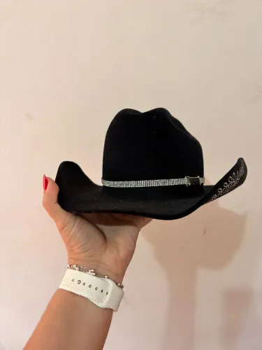 Chapéu Country Preto Club 21 com Strass e Brilho - Tam. G