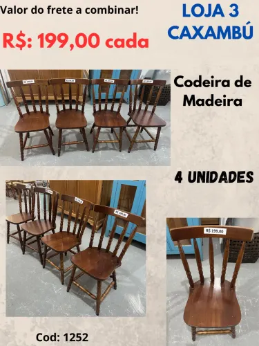Cadeiras de madeira 4 unidades - 199,00 cada 