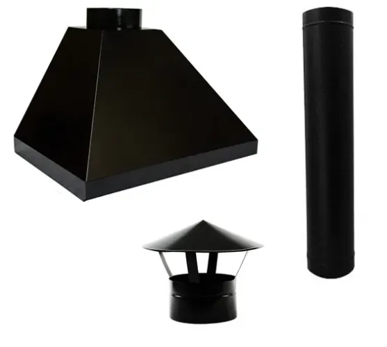 Coifa preta churrasqueira com iluminação