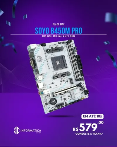 PLACA MÃE SOYO B450M PRO