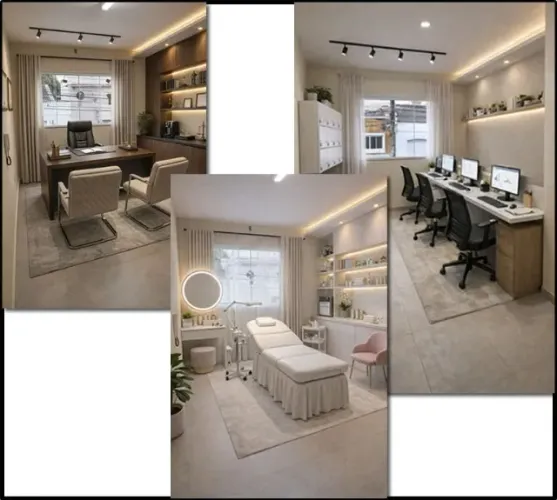 Sala comercial + internet + ar + ambientes mobiliados na Santa Rosália