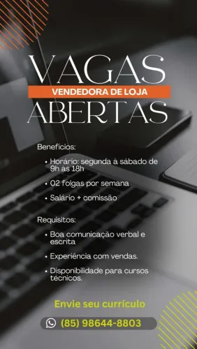 Vaga para Atendente / Vendedora de Loja - Fortaleza