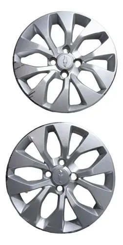 Par Calota Roda Aro 15 4x100 Original Chevrolet Onix 2018 19 Prata