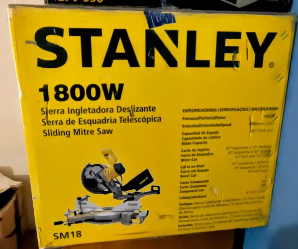 Serra De Esquadria Com Braço Telescópico 1800W 220V 10" 254mm Stanley SM 18 Nova na Caixa