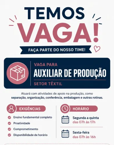 Vaga Auxiliar de Produção