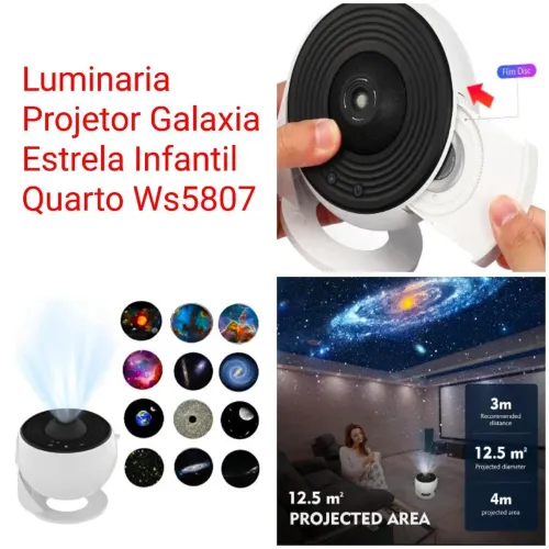 Luminaria Projetor Galaxia Estrela Infantil Quarto Ws5807