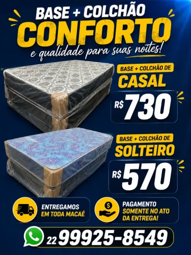 Base + colchão solteiro e de casal