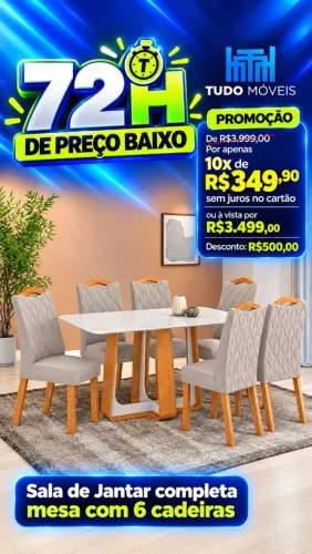 Sala de Jantar completa com mesa e 6 cadeiras
