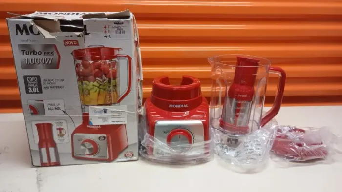LIQUIDIFICADOR MONDIAL TURBO 1200W VERMELHO/INOX NOVO