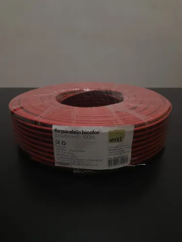 Fio Paralelo Bicolor 2x0,75mm² 100m Para Alto-Falante ? Bobina Nova