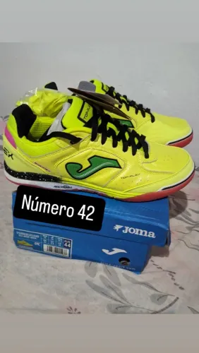 Chuteira Joma Futsal Top Flex Rebound Amarelo Fluor Quadra Número 42 Nova