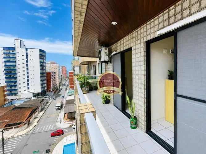 APARTAMENTO 2 QUARTOS COM VISTA MAR À VENDA NA TUPI PRAIA GRANDE | 107m², PISCINA, ÓTIMA