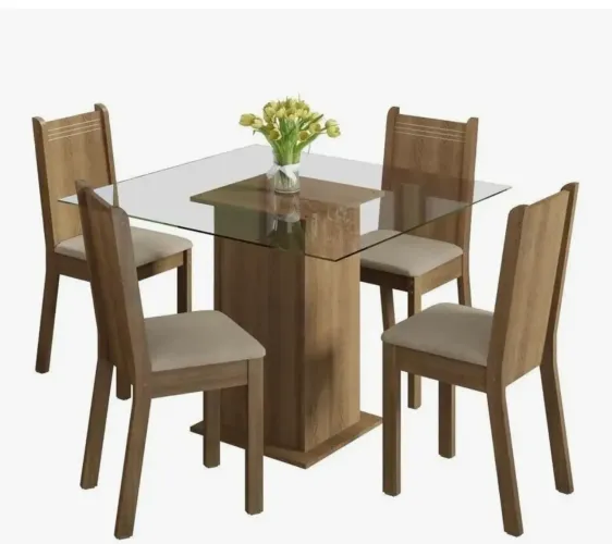 Mesa 4 lugares tampão de vidro